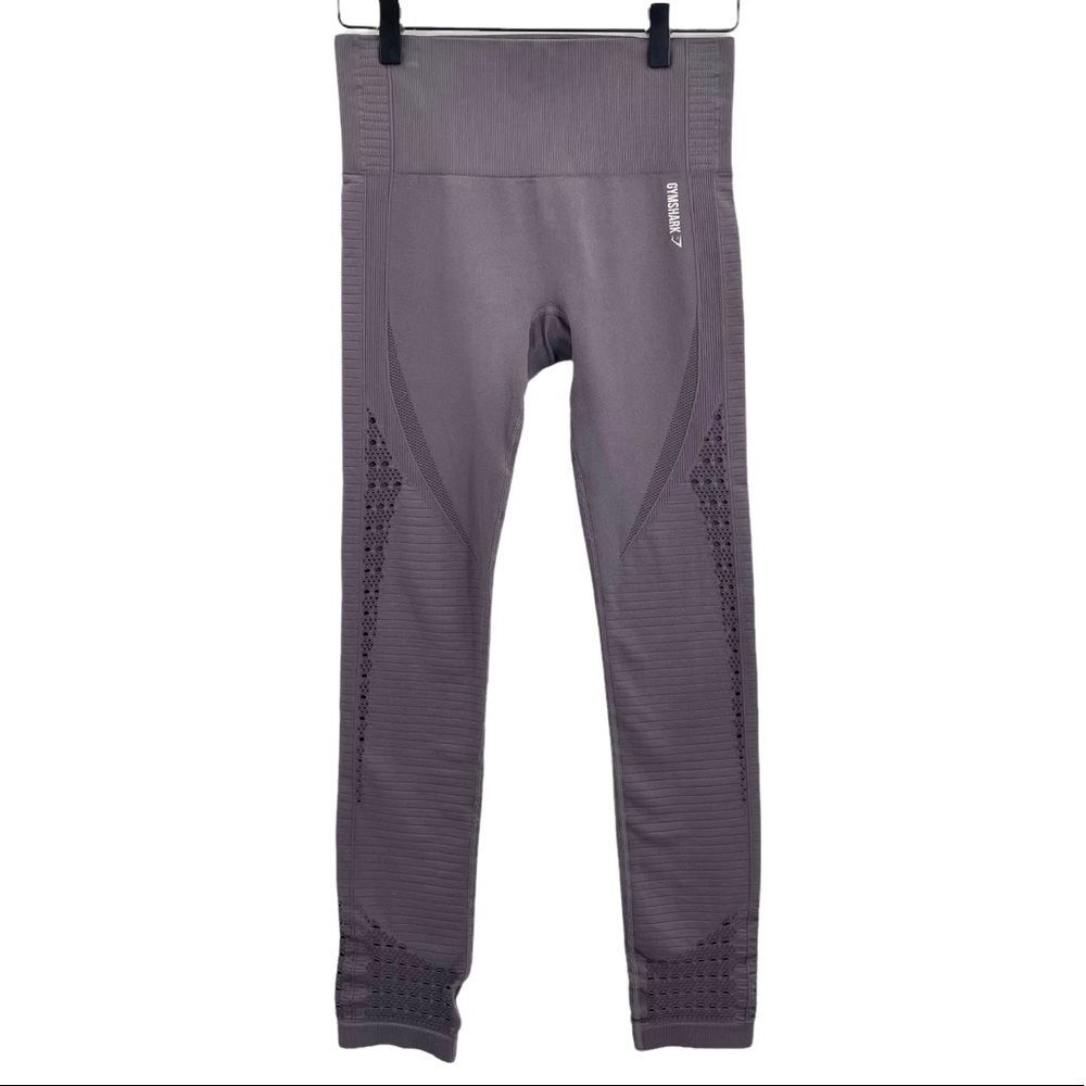Gymshark Glow Seamless Tights Eyelet Cutout Athletic Leggings Brown/Gray | Sz XS - Picture 4 of 9